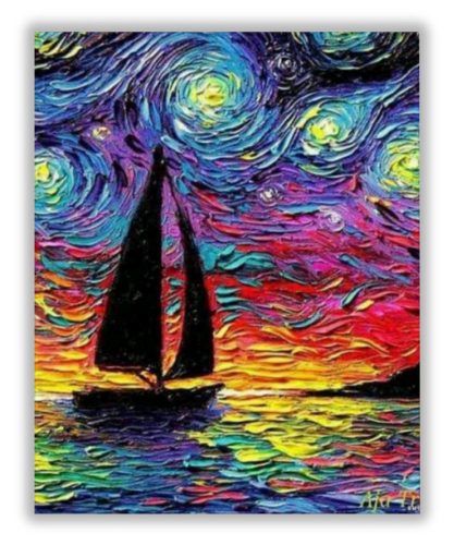 Vitorlás Van Gogh Stílusában - akciós számozott kifestő készlet