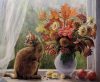 Őszi Virágcsokor Macskával - akciós számozott kifestő készlet