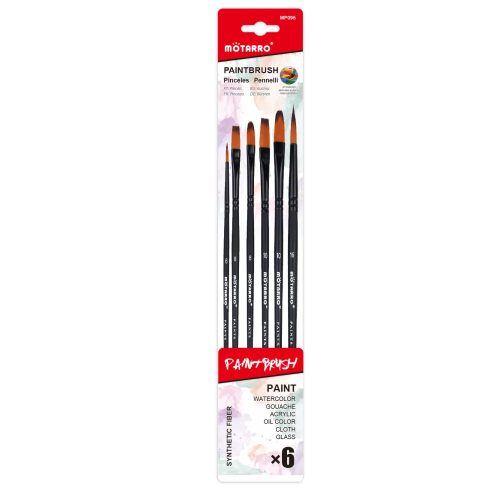 6 db-os vegyes ecsetkészlet (fekete színű) -Motarro (6, 8, 8, 10, 10, 16)