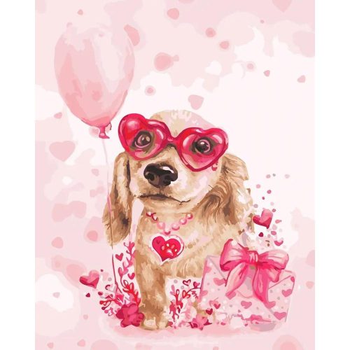 Kutya rózsaszínben - számozott kifestő