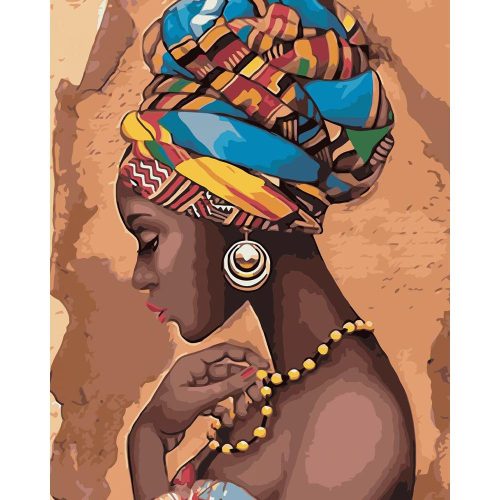 Afrikai nő - számozott kifestő