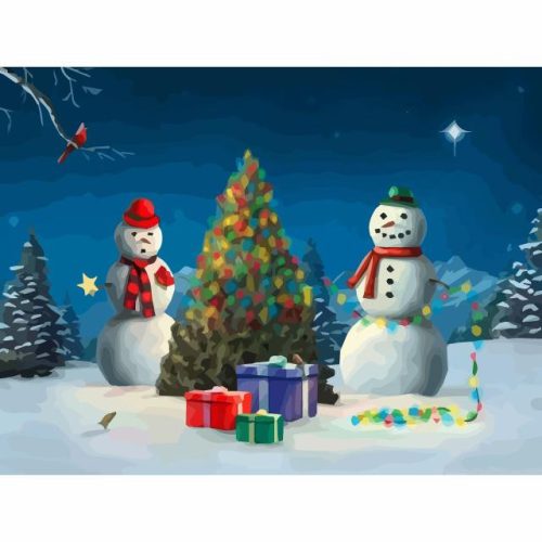 Hóemberek karácsonykor - számozott kifestő
