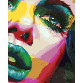 Színes női arc - számozott kifestő