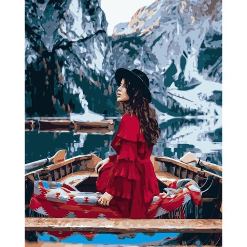 Lány piros ruhában - számozott kifestő