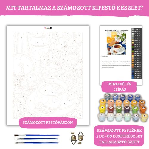 Terasz piros székkel - számozott kifestő