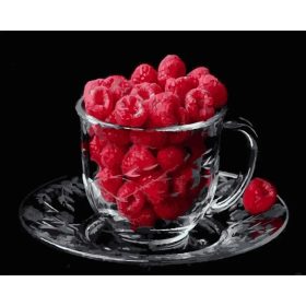 Málna üvegpohárban - számozott kifestő