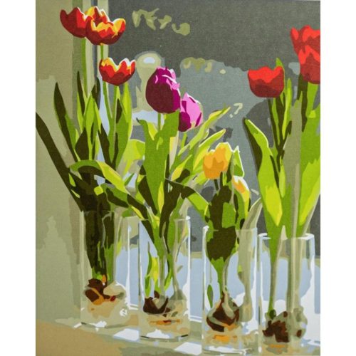 Tulipánok pohárban - számozott kifestő