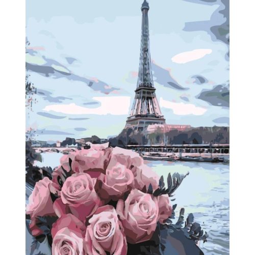 Párizsi rózsacsokor - számozott kifestő