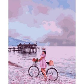 Biciklivel a parton - számozott kifestő