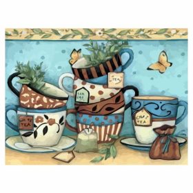 Teás csészék - számozott kifestő