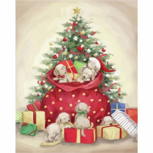 Kutyák karácsonya - számozott kifestő
