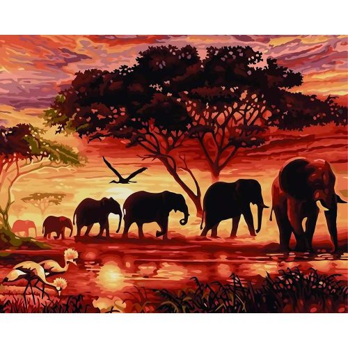 Elefántok a szavannán - számozott kifestő