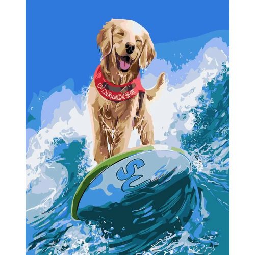 Szörföző kutya - számozott kifestő
