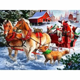 Mesebeli lovas szán - számozott kifestő