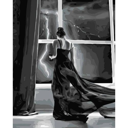 Hölgy a vihar fényénél - számozott kifestő