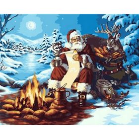 Télapó az ajándék listájával - számozott kifestő