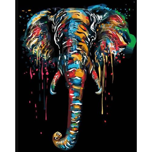Elefánt a színekből - számozott kifestő