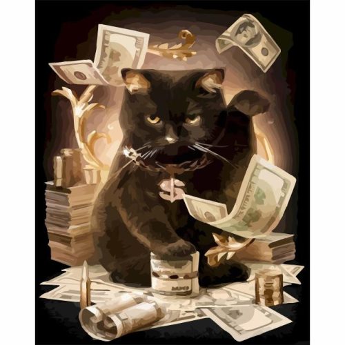Pénzes cica - számozott kifestő