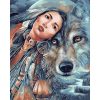 Indián lány és a farkasa - számozott kifestő
