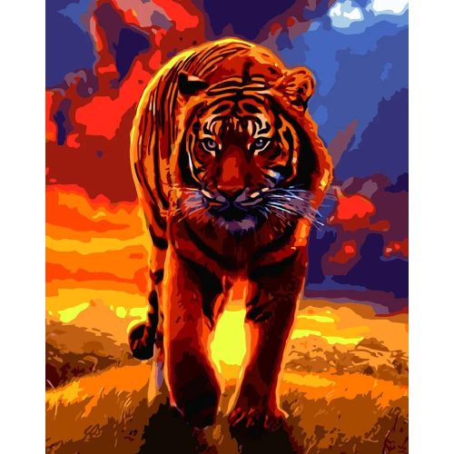 Tigris vörösben - számozott kifestő