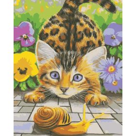 Csiga játék a cicával - számozott kifestő