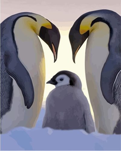 Pingvin család - számozott kifestő