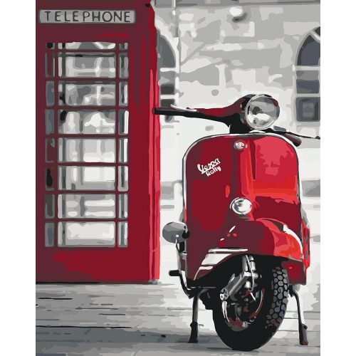 Piros Vespa - számozott kifestő