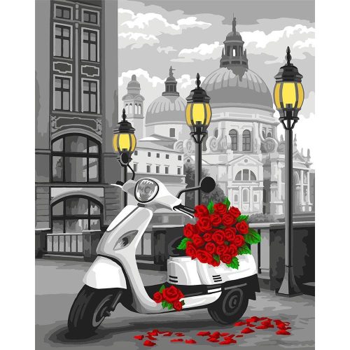 Virágos Vespa - számozott kifestő