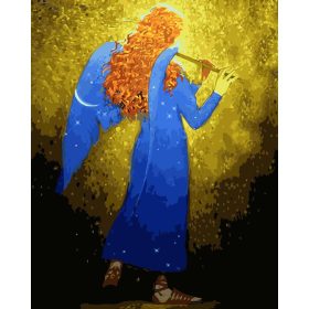 Kék ruhás angyal - számozott kifestő