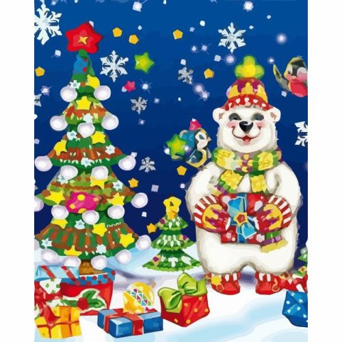 Jegesmedve karácsonya - számozott kifestő