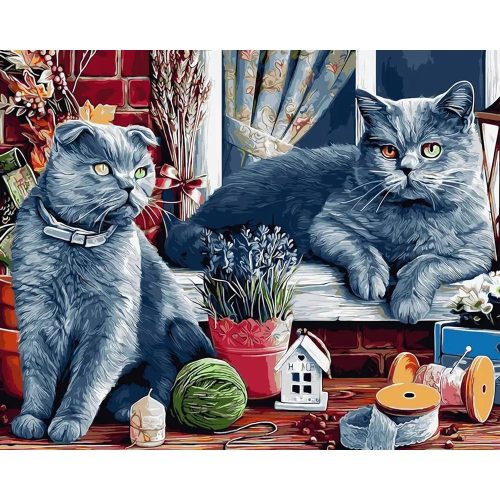 Szürke macskák - számozott kifestő