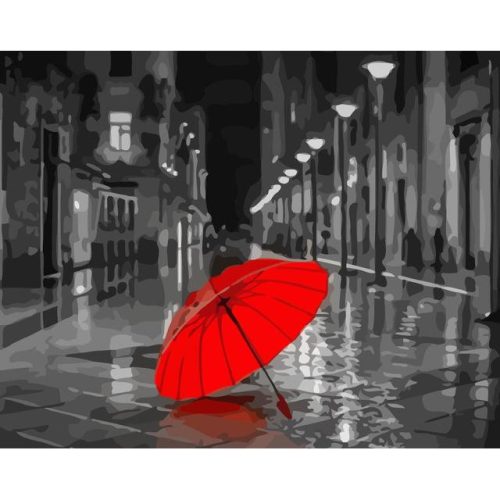 Piros esernyő - számozott kifestő